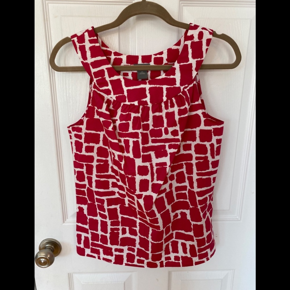 Ann Taylor Women's Sleeveless Top Pink/White Blouse Size XS